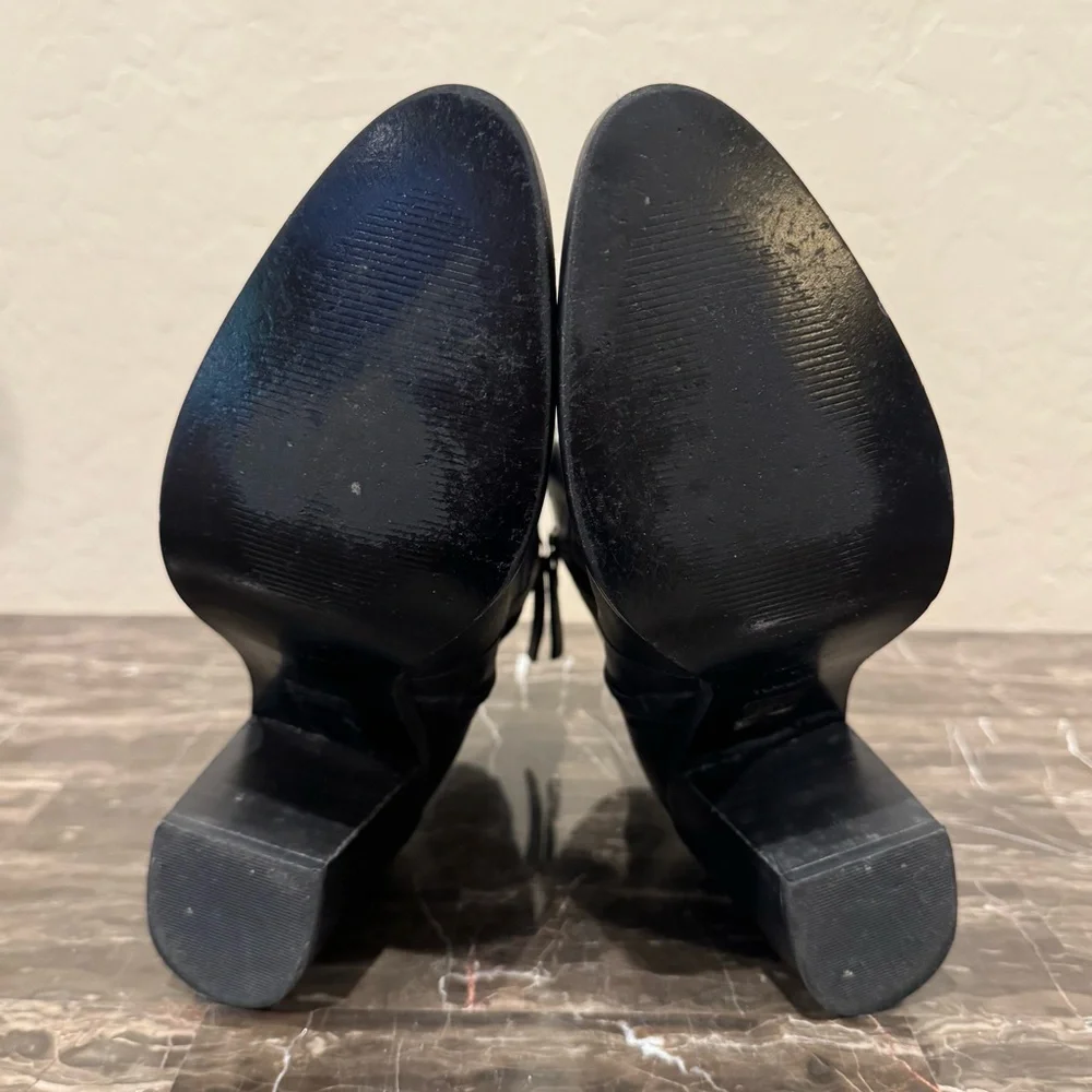 Topshop Black Leather Heeled Ankle Boots - Picture 11 of 12